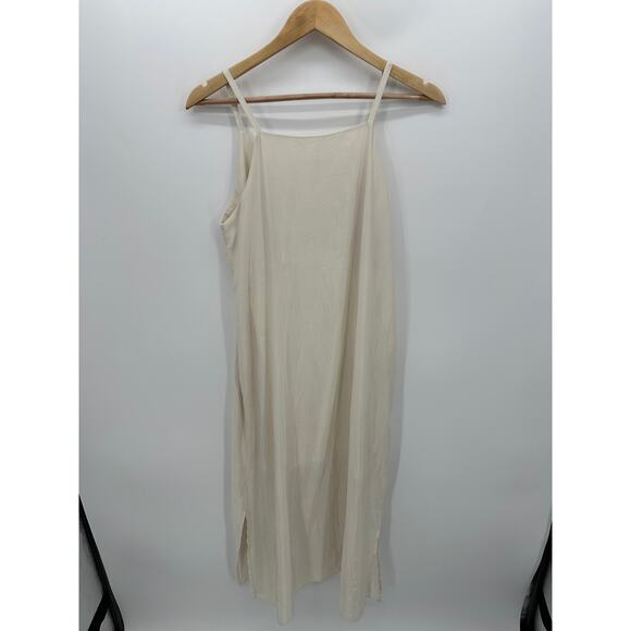 Tree Way Slip Dress Cream Tank Maxi Slit Lightweight Made in Korea Women Medium - Picture 2 of 7